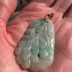 Carved Jade Pendant With 14k Yellow Gold Bail